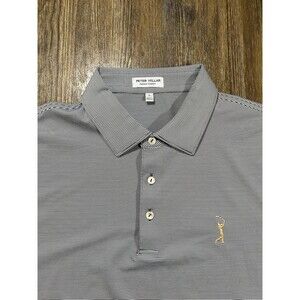 Peter Millar Polo Shirt Mens L White Stripe Summer Comfort Golf The Players